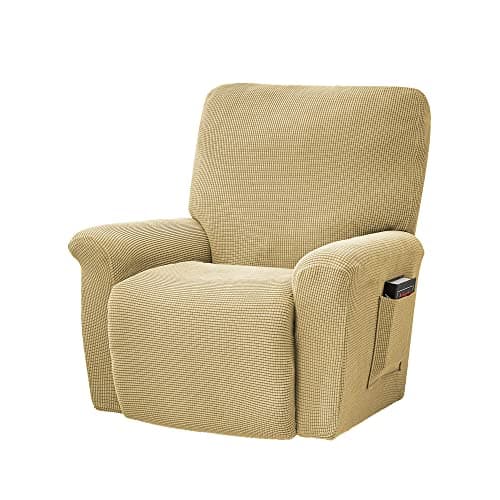 Conruser Jacquard Stretch Recliner Chair Cover (Yellow) — Champagne