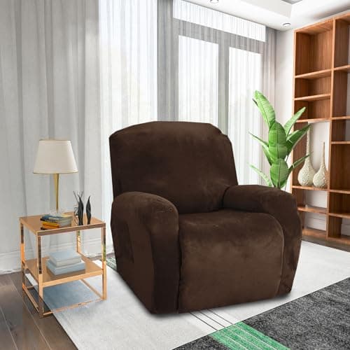 MAXIJIN Velvet Recliner Cover for Kids & Pets (Dark Coffee)