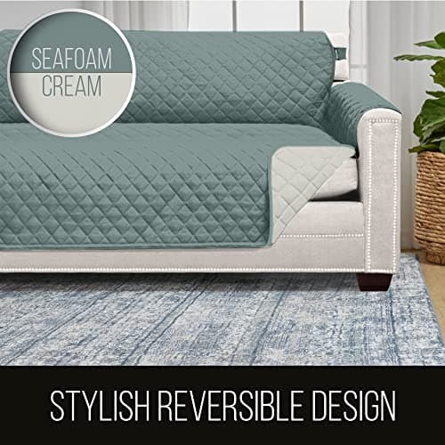Seafoam Cream Washable Reversible Dog and Pet Protect Cover for Quilted Microfiber Recliner