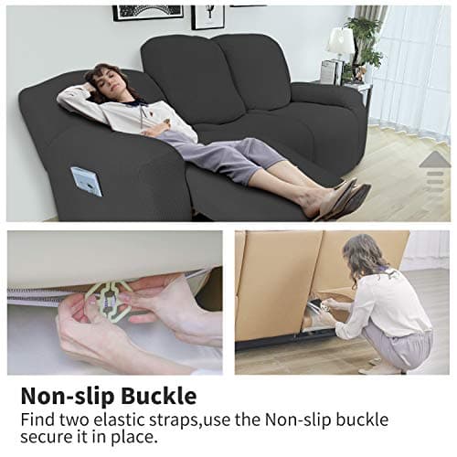 Easy-Going Dark Gray Spandex Stretch Sofa Cover with Elastic Bottom