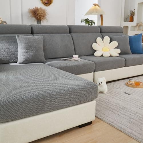 Texture Gray Headrest Slipcover for Sectional Sofa
