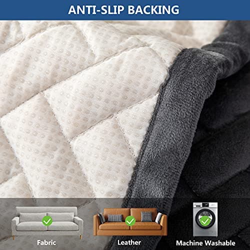 Eismodra Dark Gray Anti-Slip Couch Cover, 36"x36" L-Shaped Sectional
