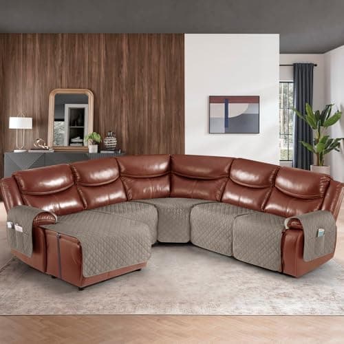 Ruaozz Khaki L-Shape Recliner Sofa + Left Chaise Cover