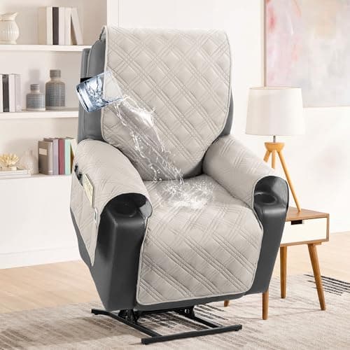 H.VERSAILTEX 100% Waterproof Recliner Chair Cover Brown/Beige — French Oak/Beige