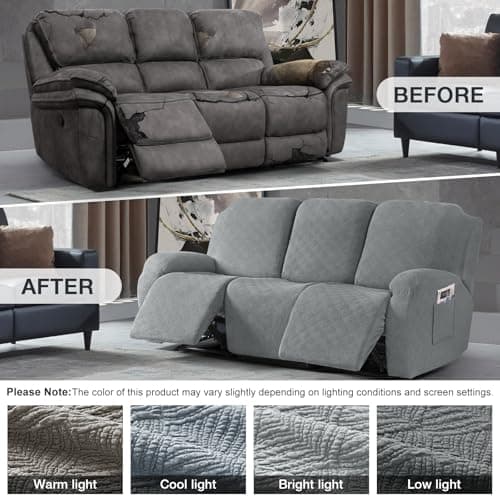 Timeless Recliner Covers for 3 Cushion Sofa (Light Gray)