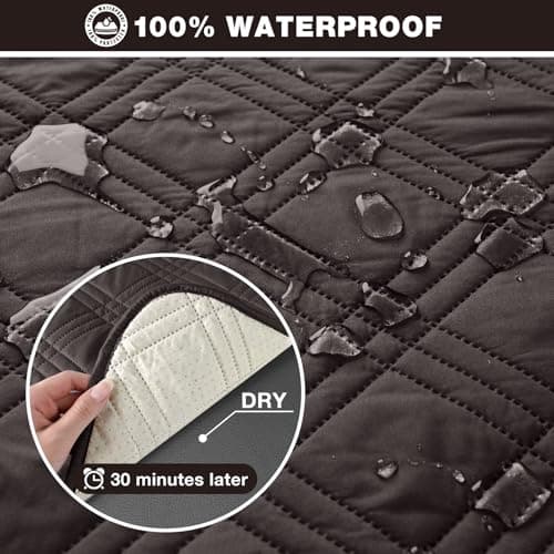 TAOCOCO 100% Waterproof Loveseat Recliner Cover, Non-Slip Chocolate Protection — Coffee
