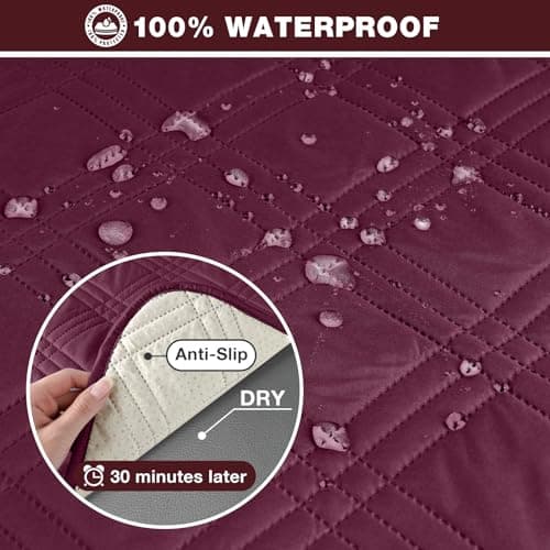 Waterproof Loveseat Recliner Cover for Pets and Kids - Gray (2 Seater) — Wine