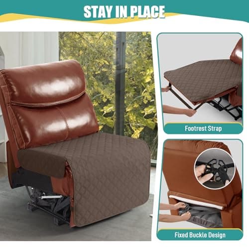 Ruaozz 100% Waterproof Sectional Recliner Sofa Seat Cover, Brown