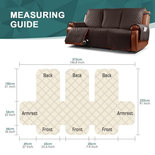 Ruaozz Waterproof 3 Seater & Recliner Sofa Cover, Chocolate