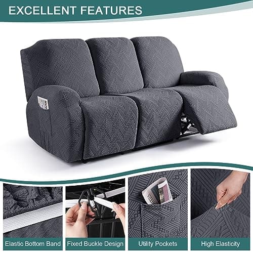 Ruaozz Dark Gray 3 Seater & Armless Chair Sofa Covers