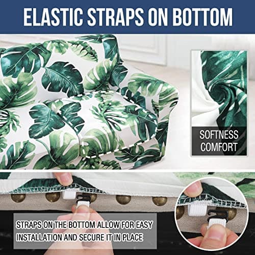 Floral Pattern Stretch Printed Sofa Slipcovers for 2 Cushion Couch, Furniture Protector for Dogs (Loveseat)