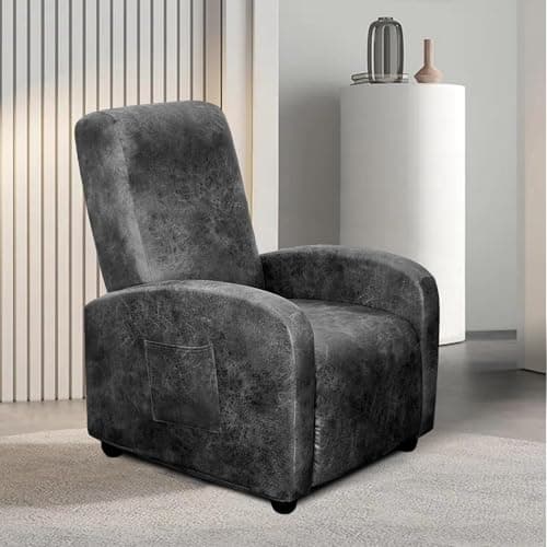 Leather-Like 4-Pieces Recliner Chair Covers for Small Adjustable Chairs, Chocolate — Dark Gray