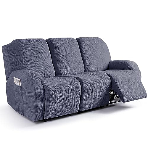 Ruaozz Custom Fit Recliner Sofa Covers with Pockets (3 Seater, Grey)