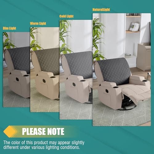 Ruaozz 100% Waterproof Recliner Chair Covers, Charcoal Grey