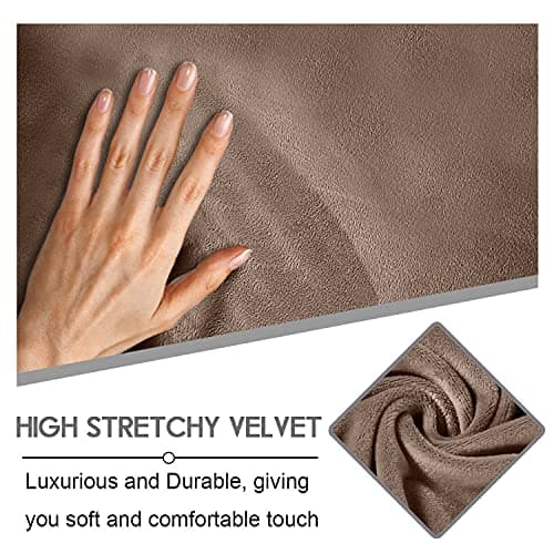 ULTICOR Stretch Velvet 3 Seater Recliner Sofa Covers (Sand)