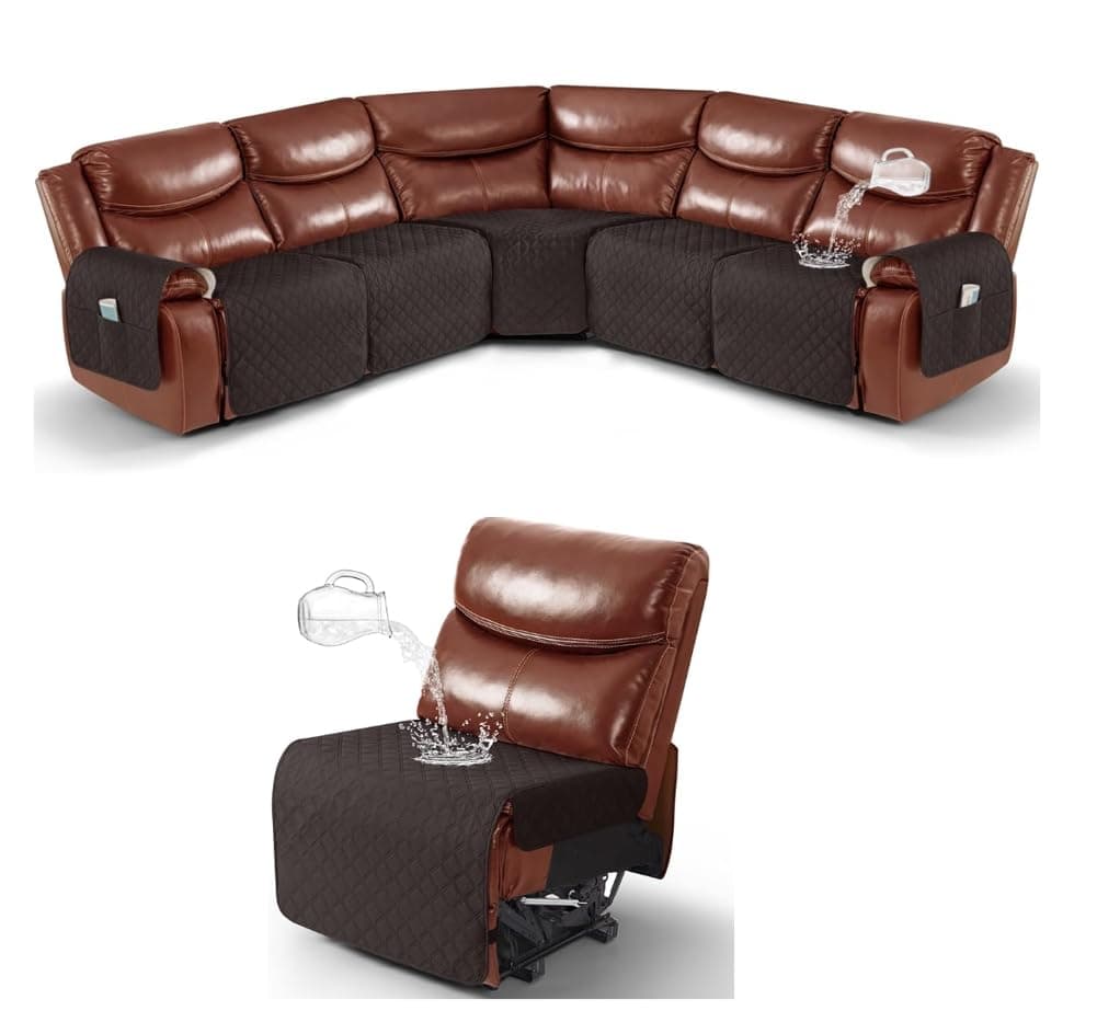 Ruaozz Chocolate Sectional Recliner & Armless Chair Covers