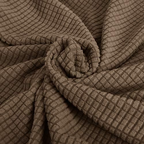 ZNSAYOTX Universal Sofa Cover for Living Room Dogs Pet Friendly Spandex Slipcover with Anti-Slip Foam Sticks (Light Grey — Brown