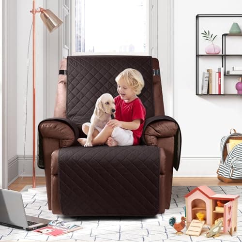 KinCam 100% Waterproof Recliner Chair Cover with Elastic Straps (23.6", Chocolate)