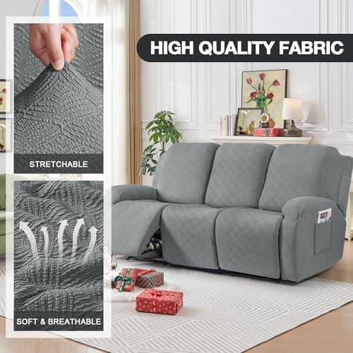 Timeless Recliner Covers for 3 Cushion Sofa (Light Gray)