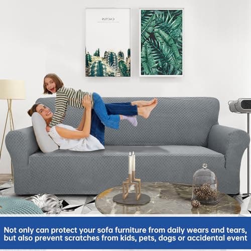 YEMYHOM Jacquard Stretch Couch Cover, Light Gray, Pet-Proof for 2-Cushion Loveseat