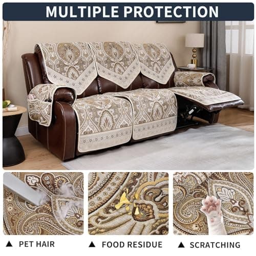 LUFEIJIASHI Waterproof & Non-Slip 3 Seater Recliner Sofa Covers, FLKF-Beige