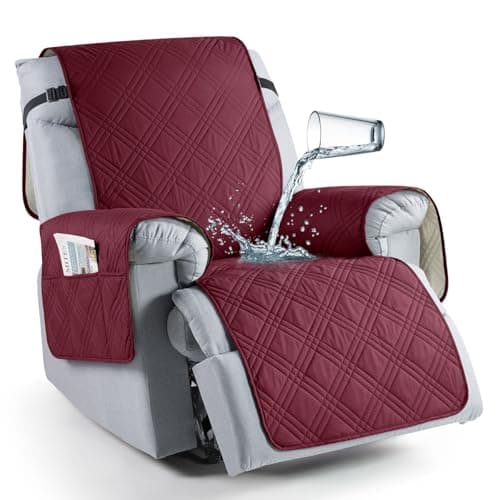 TAOCOCO 100% Waterproof Recliner Chair Cover, Non-Slip, Washable, Kids & Pet-Friendly — Wine