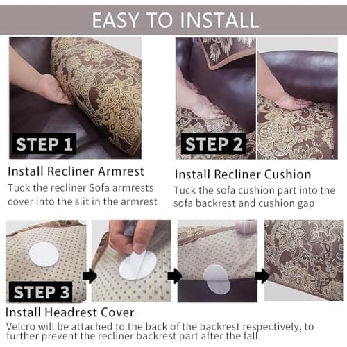 LUFEIJIASHI Non-Slip Waterproof Recliner Covers for Leather Electric Chairs (FLKF-Beige)