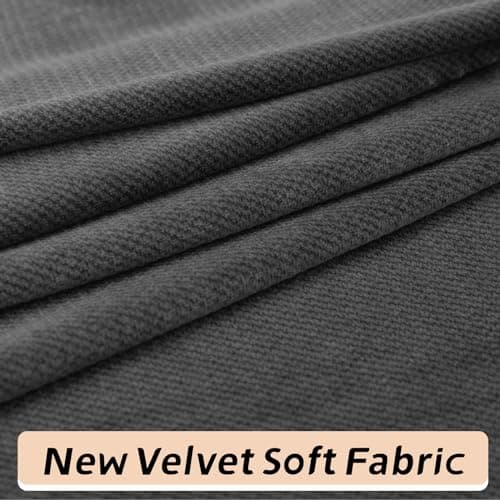 Dark Gray Stretchable Velvet Sectional Couch Cover Set (2-Piece, 1 Seat)