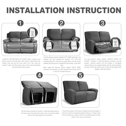 Northern Brothers Reclining Loveseat Cover, Dark Gray 2 Seater