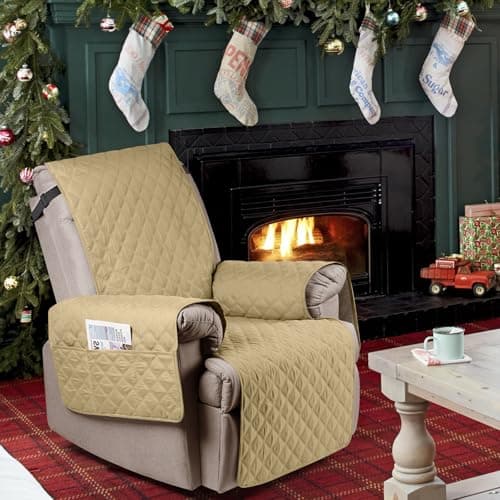 Waterproof Recliner Chair Cover with Elastic Straps for Kids, Dogs, Pets