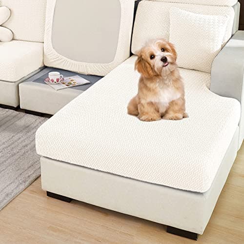 Wear-Resistant L Shape Sectional Couch Cover, Pet Protector for Cats and Dogs (Weave White, Large)