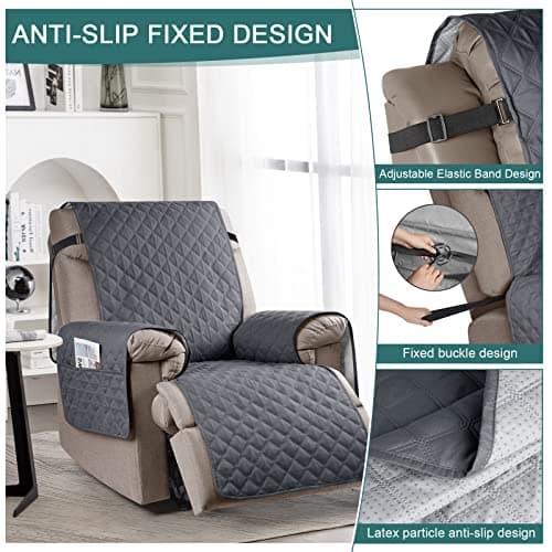 Ruaozz Waterproof Recliner Cover Set, Dark Grey