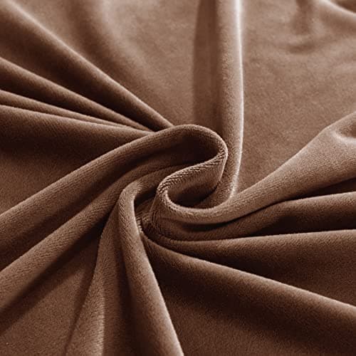 Wear-Resistant Stretch Velvet L-Shaped Sofa Cover for Left/Right Sectionals (Camel, Single Seat) — Deep Coffee