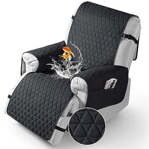 TAOCOCO Recliner Cover - 100% Waterproof, Non-Slip, Elastic Band (Black, Small-22')