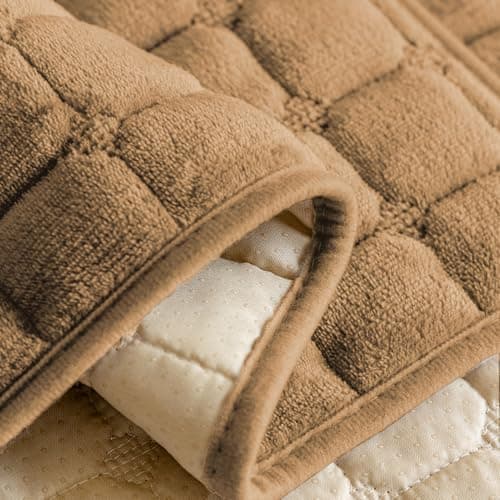 NeColorLife Velvet Recliner Seat Cover, Non-Slip Armrest Protector (Dark Gray, 1 Piece) — Light Coffee