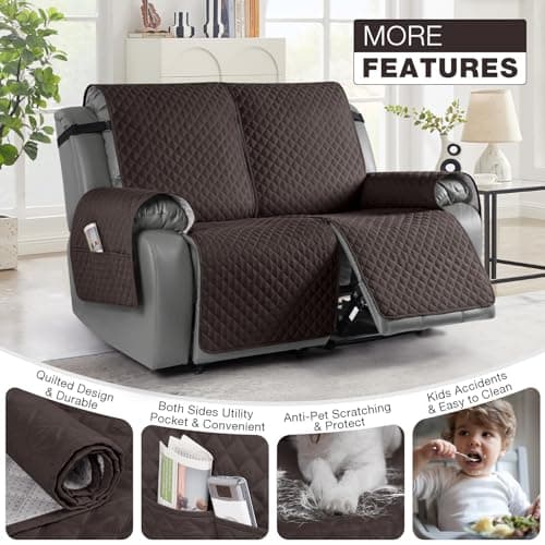 TAOCOCO Chocolate 2 Seater Recliner Cover, Non-Slip Washable Pet Protector