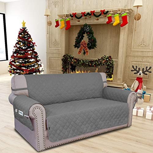 Grey Waterproof Sofa Slipcover for 2 Cushion Loveseat (Non-Slip, Washable, Pet and Kid Friendly)