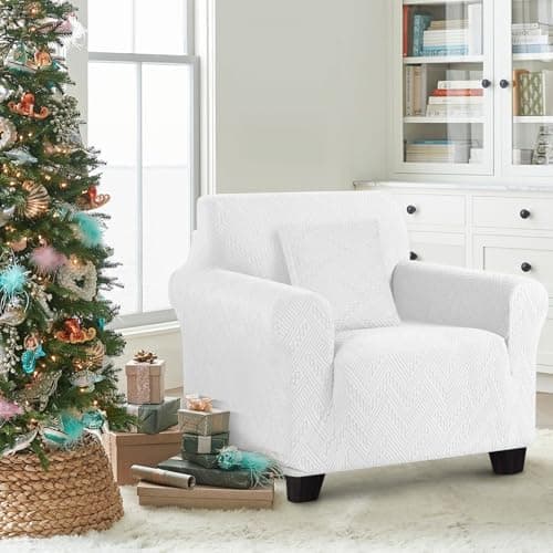 Stretch Chair Sofa Slipcover with Non-Slip Armchair Cover for Soft Protection (1 Seater, Ivory) OEKO-TEX STANDARD 100  
Stretch Armchair Cover with Non-Slip Back for Comfort and Easy Cleaning (1 Seater, Ivory) OEKO-TEX STANDARD 100  
Soft Jacquard Th