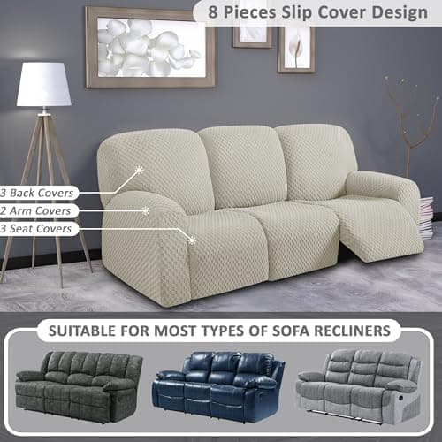 ULTICOR Ivory 3 Seater Recliner Sofa Cover