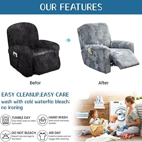 Eco-Ancheng Lazyboy Recliner Slipcovers with Storage Pockets