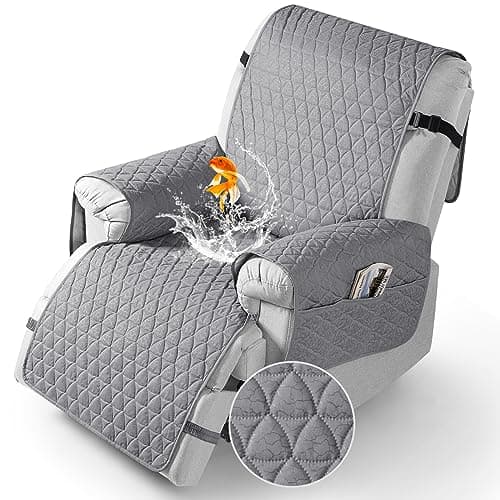TAOCOCO Recliner Cover - 100% Waterproof, Non-Slip, Elastic Band (Black, Small-22') — Light Grey