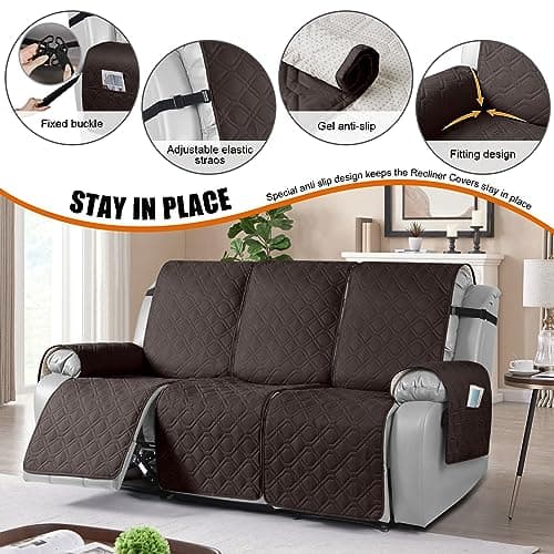 VANSOFY Waterproof 1-Piece Washable Recliner Couch Cover with Straps Protection