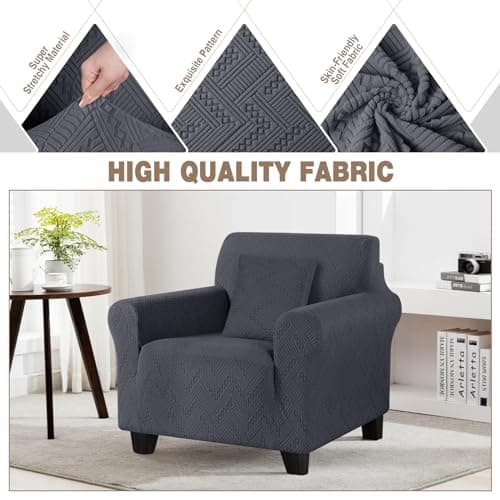 Ruaozz Stretch Chair Sofa Slipcover 1 Piece Armchair Cover (1 Seater, Dark Gray)