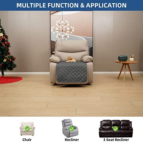 Eismodra Waterproof Recliner Chair Covers, Anti-Slip Sofa Protector, Gray