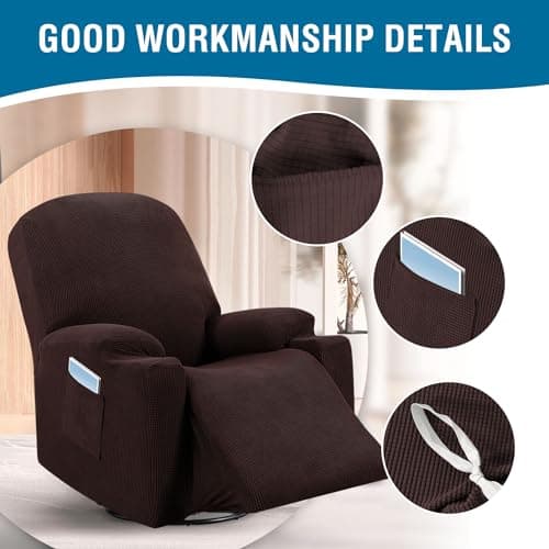H.VERSAILTEX Chocolate Soft Thick Jacquard Stretch Couch Cover for Electric Recliner