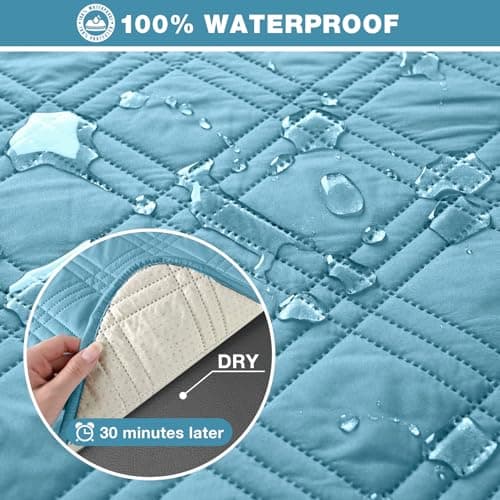 TAOCOCO 100% Waterproof Loveseat Recliner Cover, Non-Slip Chocolate Protection — Sky Blue