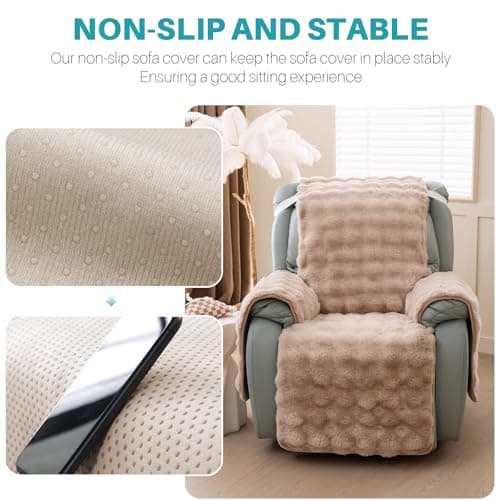 LiveGo Thick Rabbit Recliner Slipcover for 23 Inches Chair (Light Brown)