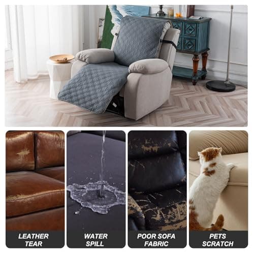 Waterproof Recliner Chair Covers, Dark Grey, Non-Slip Pet Protector
