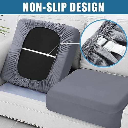 Smiry L-Shaped Chaise Lounge Sofa Cover, Grey, Waterproof & Washable