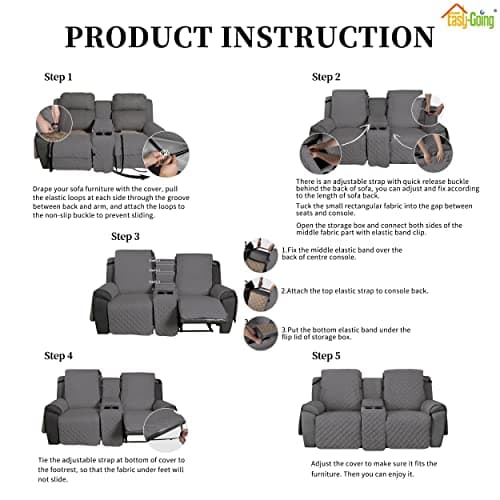 Water Resistant 2-Piece Gray Dog Cover for Non-Slip Loveseat Recliner Sofa